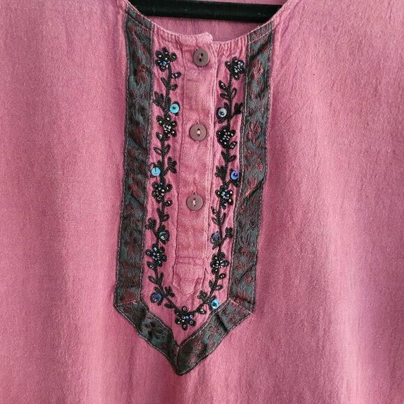 Bhag's 2000 lightweight embroidered‎ sequined tunic top boho bohemian goth - Picture 2 of 11